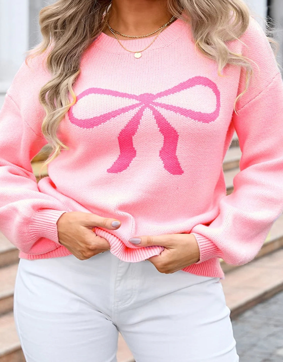 Pink Bow Sweater