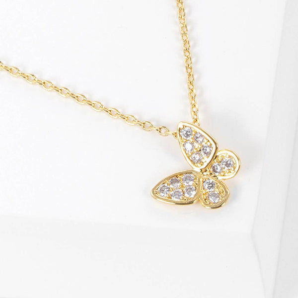 CZ Gold-Dipped Butterfly Necklace: ONE SIZE / RCR