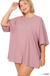 PLUS SIZE Cotton Drop Shoulder Boyfriend Box Tee