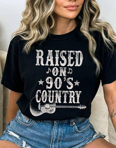 RAISED ON 90'S COUNTRY MUSIC GRAPHIC TSHIRTS: Black