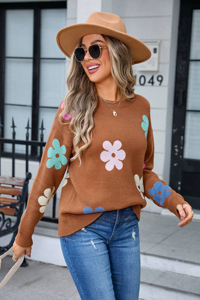 Multi Color Floral Knit Sweater