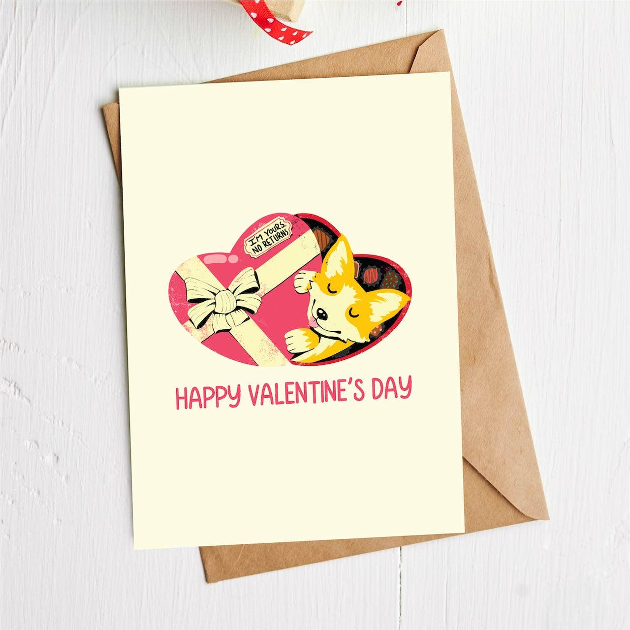 "Happy Valentine's Day" Dog Heart Chocolate Box Card