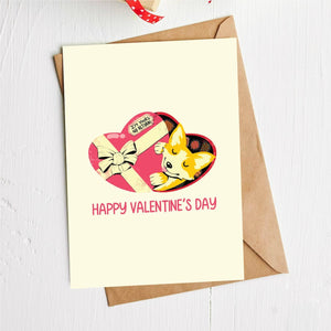 "Happy Valentine's Day" Dog Heart Chocolate Box Card