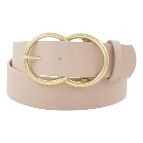 Thick Double Ring Belt: TAUPE WORN GOLD