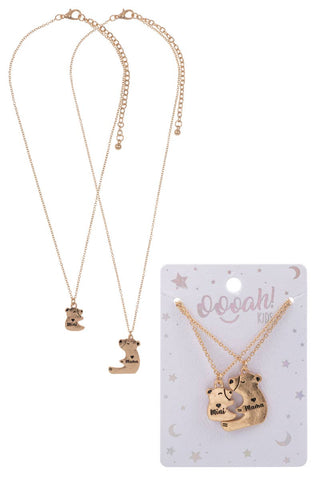 Snuggle Mini & Mama Bear Charm Necklace Set: WG / One Size