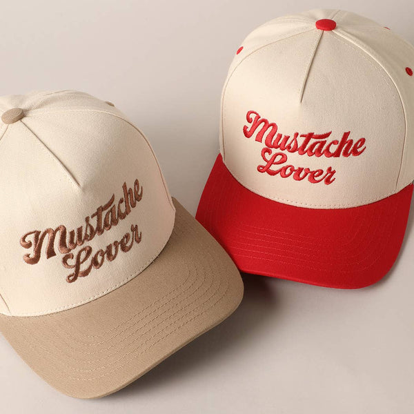 Mustache Lover Two Tone Trucker Hat: Red / ONE SIZE