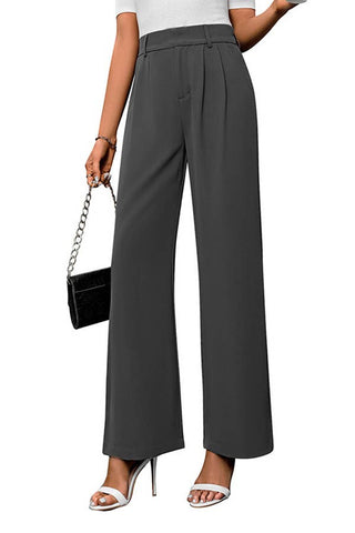 Solid color formal office pull on dressy pants with pockets