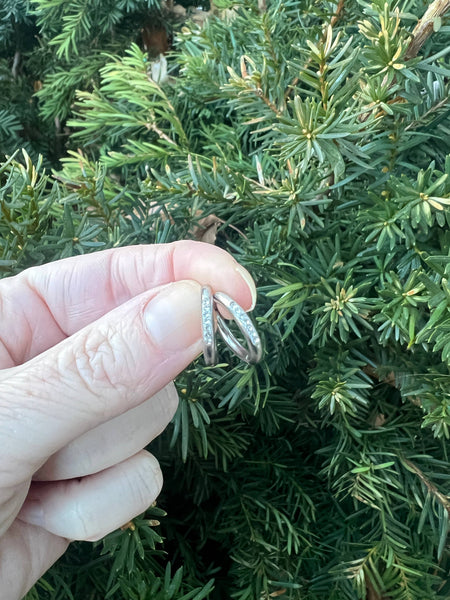 Silver Stainless Steel Gunmetal CZ Huggie Hoop Earrings