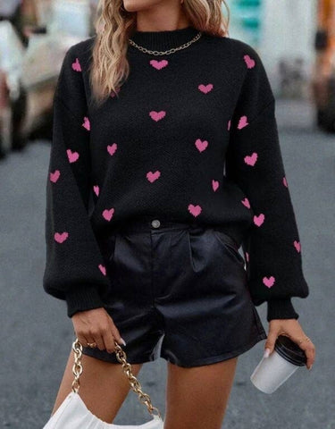 All over heart sweater