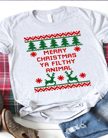 Merry Christmas Ya Filthy Animal Graphic Tee